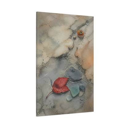 Side Mockup 1. Wabi Sabi Red Leaf shown as canvas print