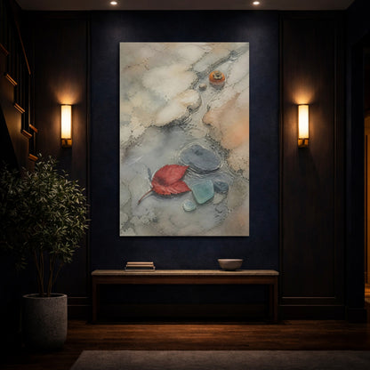 Mockup 4. Wabi Sabi Red Leaf shown as canvas print