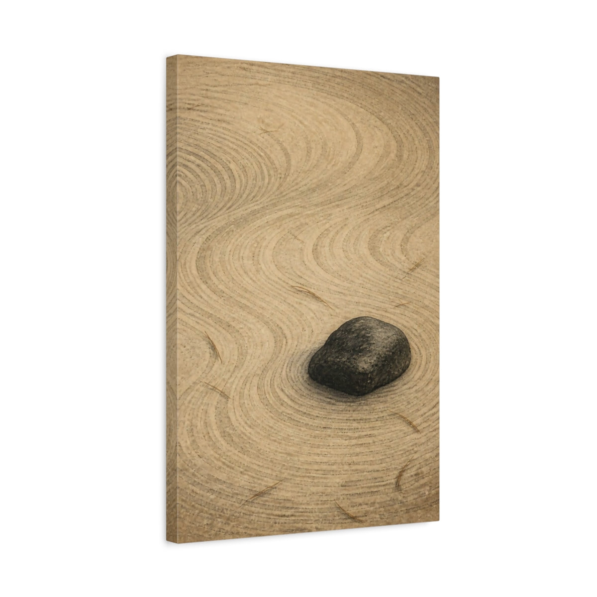 Side Mockup 3. Wabi Sabi Rock Garden shown as canvas print