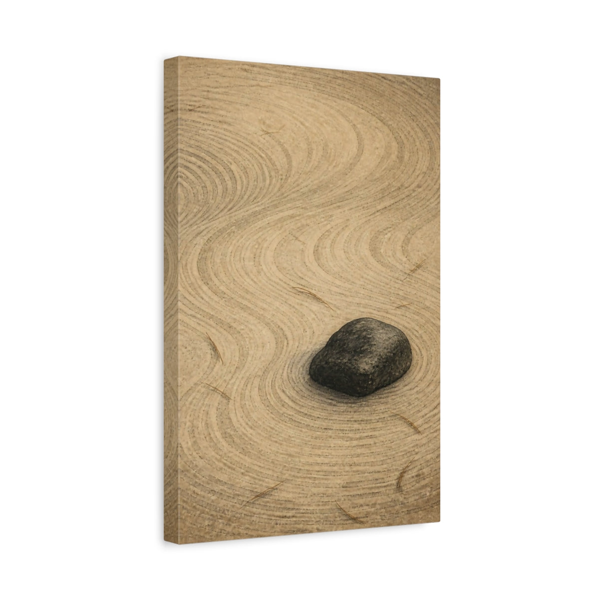 Side Mockup 4. Wabi Sabi Rock Garden shown as canvas print