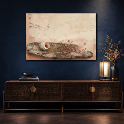 Mockup 4. Wabi Sabi Seashell shown as canvas print