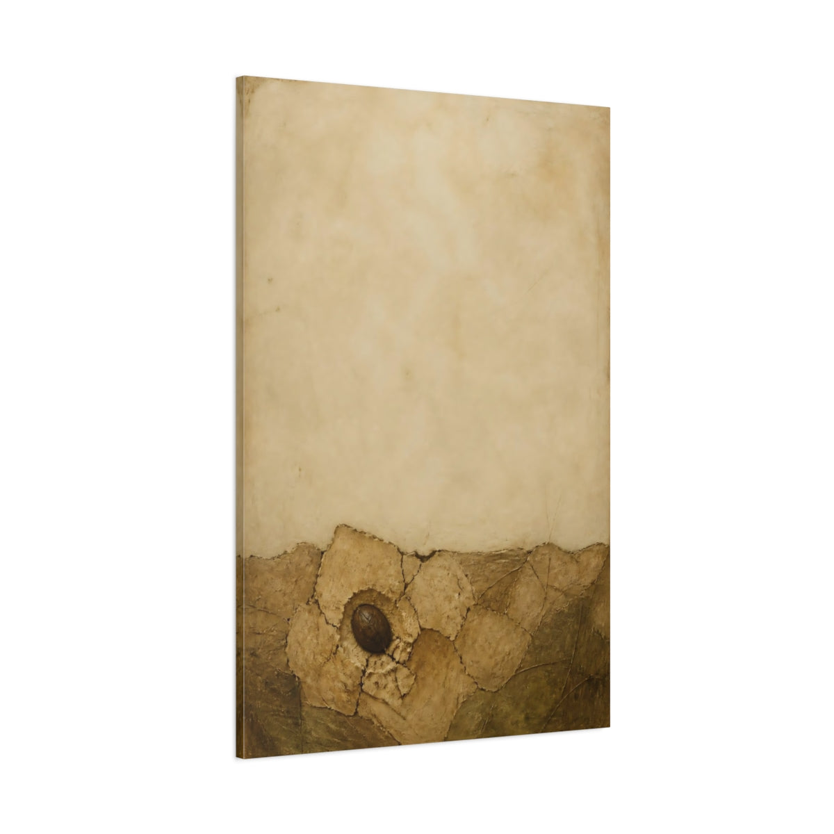 Side Mockup 1. Wabi Sabi Seed In Clay shown as canvas print