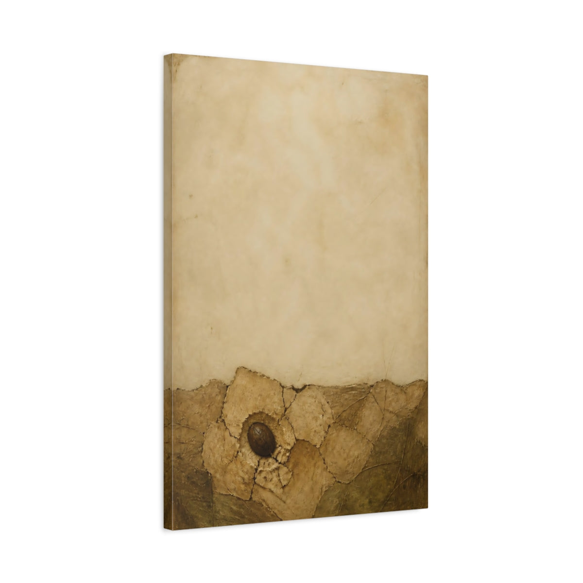 Side Mockup 2. Wabi Sabi Seed In Clay shown as canvas print