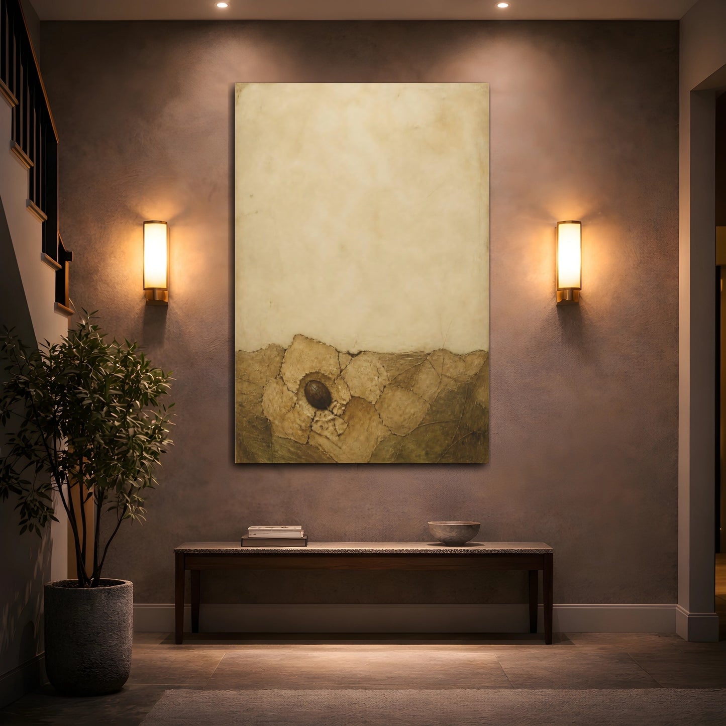 Mockup 2. Wabi Sabi Seed In Clay shown as canvas print