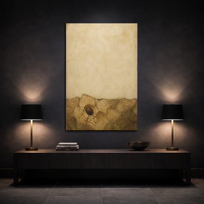 Mockup 3. Wabi Sabi Seed In Clay shown as canvas print
