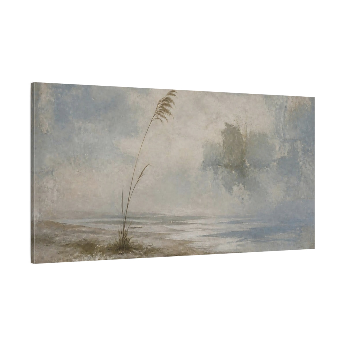 Side Mockup 2. Wabi Sabi Solitary Reed shown as canvas print