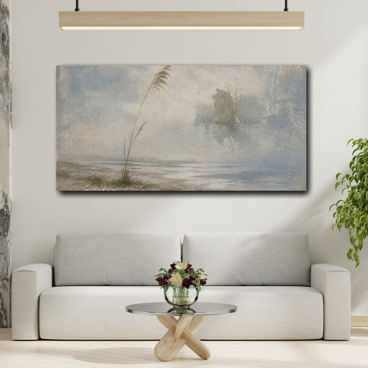 Mockup 2. Wabi Sabi Solitary Reed shown as canvas print