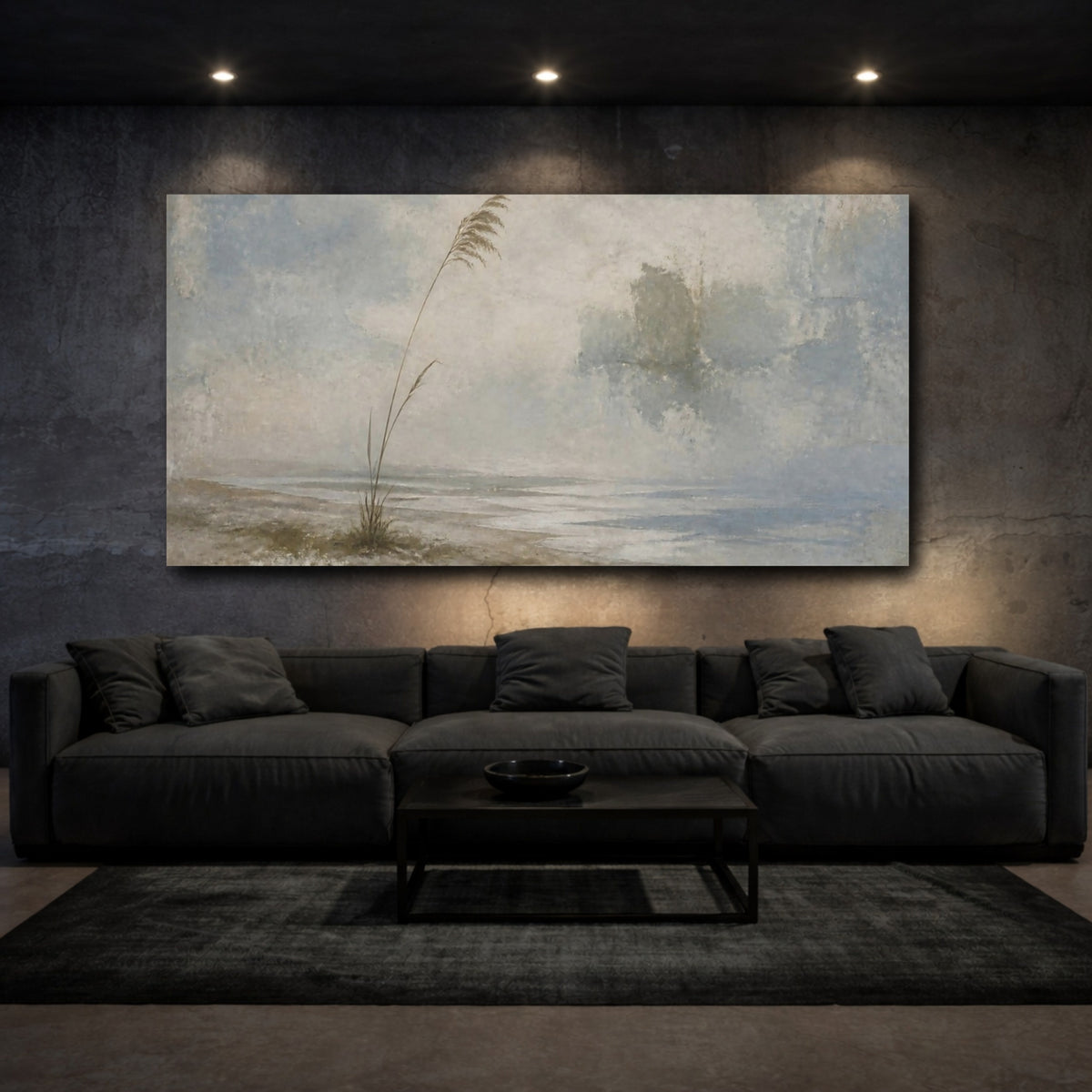 Mockup 3. Wabi Sabi Solitary Reed shown as canvas print