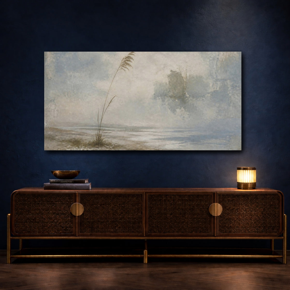 Mockup 4. Wabi Sabi Solitary Reed shown as canvas print