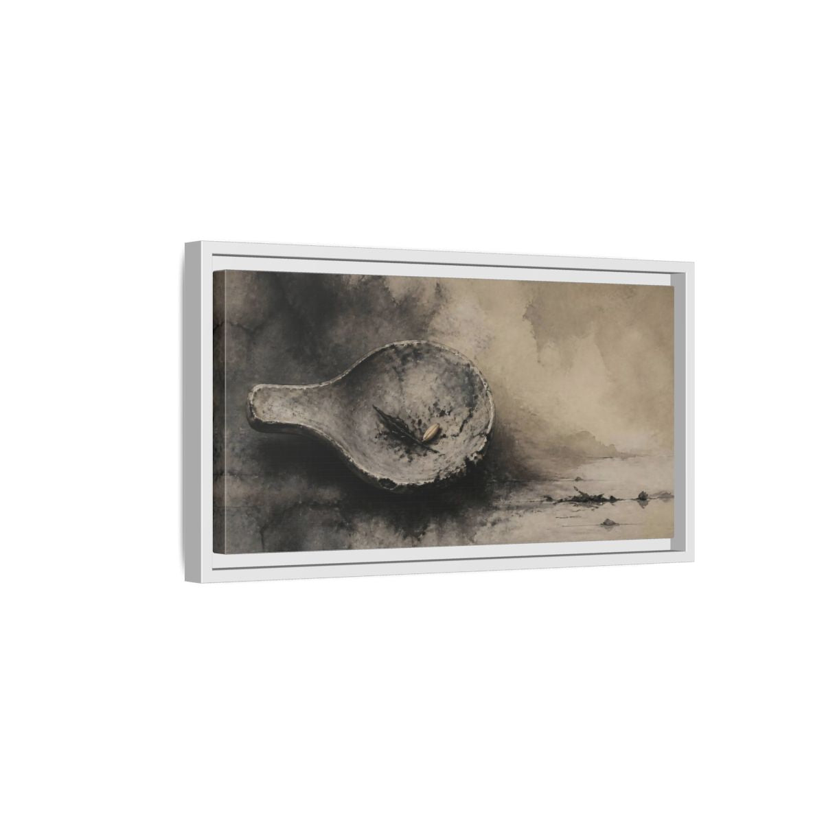 Side Mockup 6. Wabi Sabi Spoon Rest shown as framed canvas print