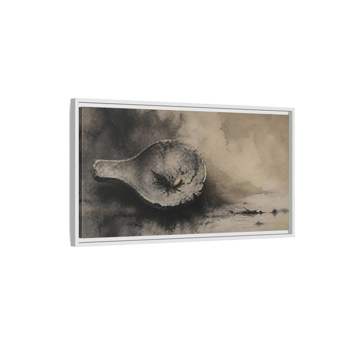Side Mockup 1. Wabi Sabi Spoon Rest shown as framed canvas print
