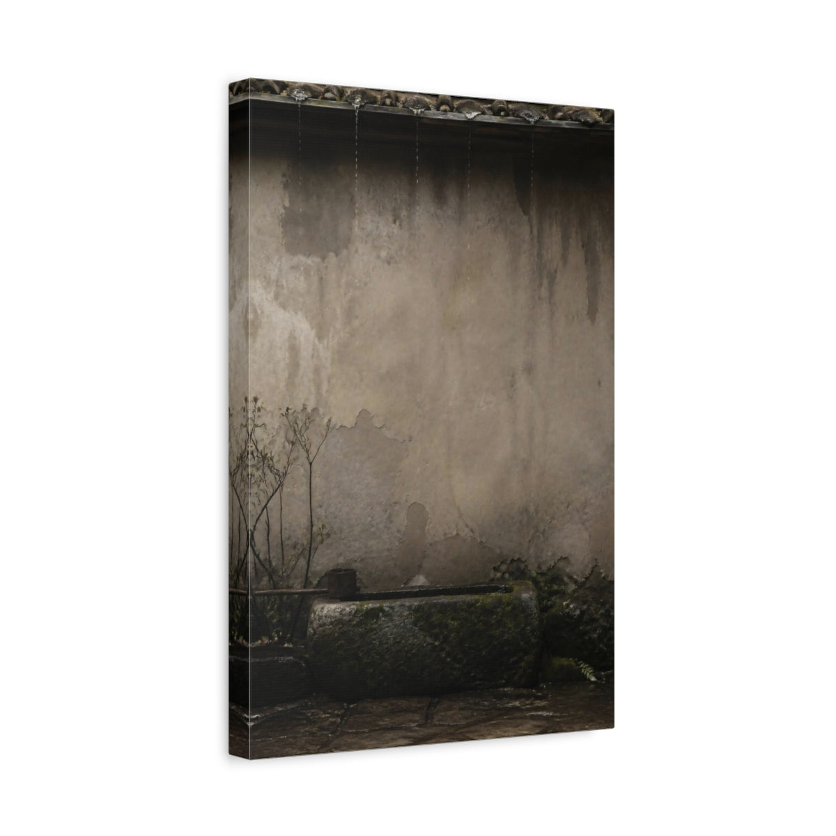 Side Mockup 4. Wabi Sabi Stone Trough shown as canvas print