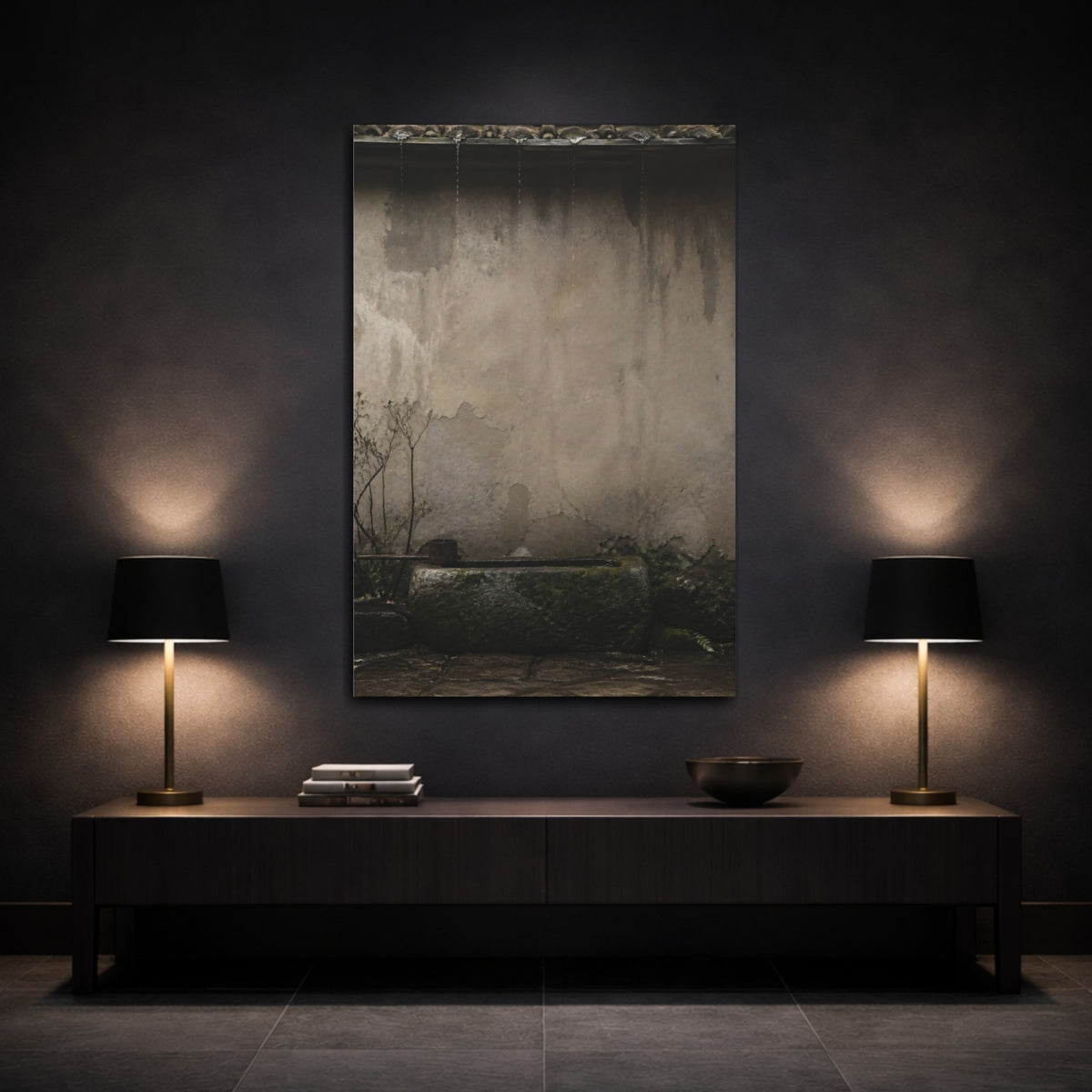 Mockup 3. Wabi Sabi Stone Trough shown as canvas print