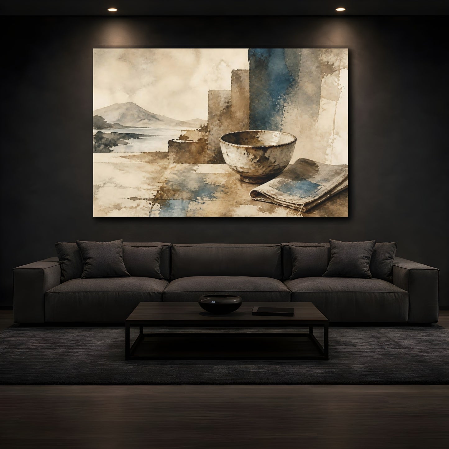 Mockup 3. Wabi-Sabi Tea Bowl shown as canvas print
