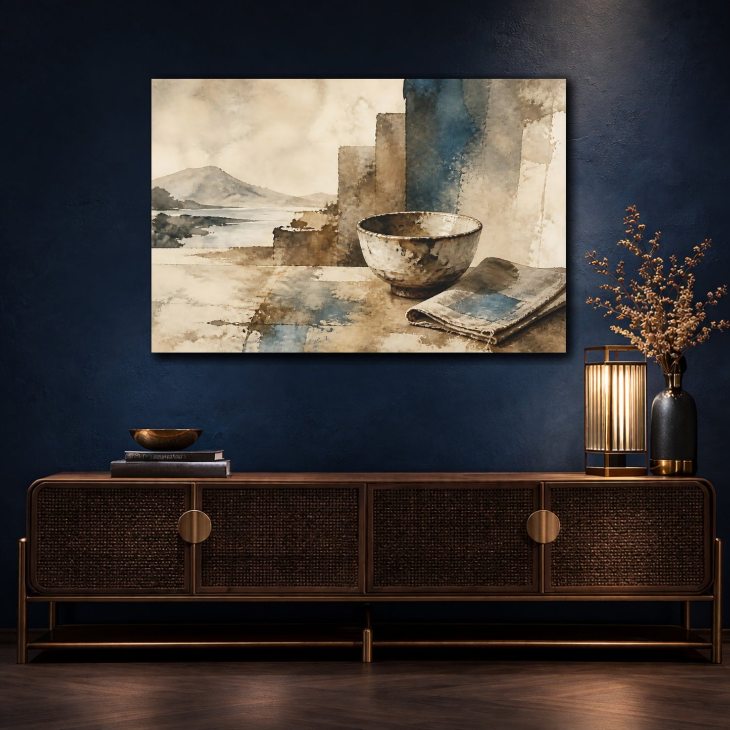 Mockup 4. Wabi-Sabi Tea Bowl shown as canvas print
