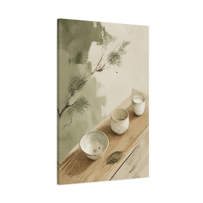 Main Mockup. Wabi Sabi Tea Cups shown as canvas print