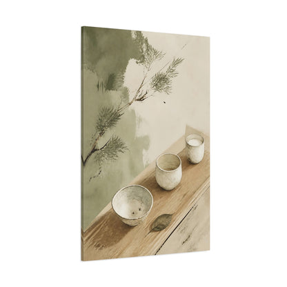 Side Mockup 1. Wabi Sabi Tea Cups shown as canvas print
