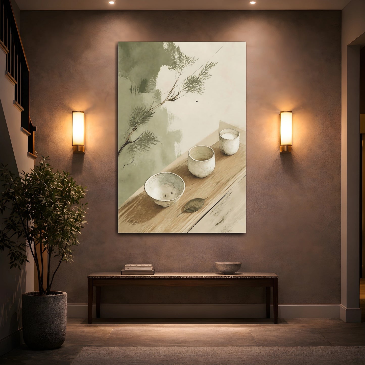 Mockup 2. Wabi Sabi Tea Cups shown as canvas print