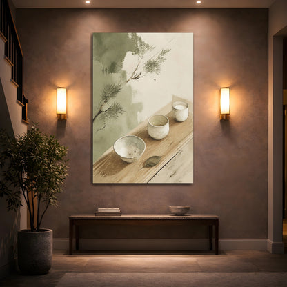 Mockup 2. Wabi Sabi Tea Cups shown as canvas print
