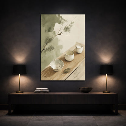 Mockup 3. Wabi Sabi Tea Cups shown as canvas print