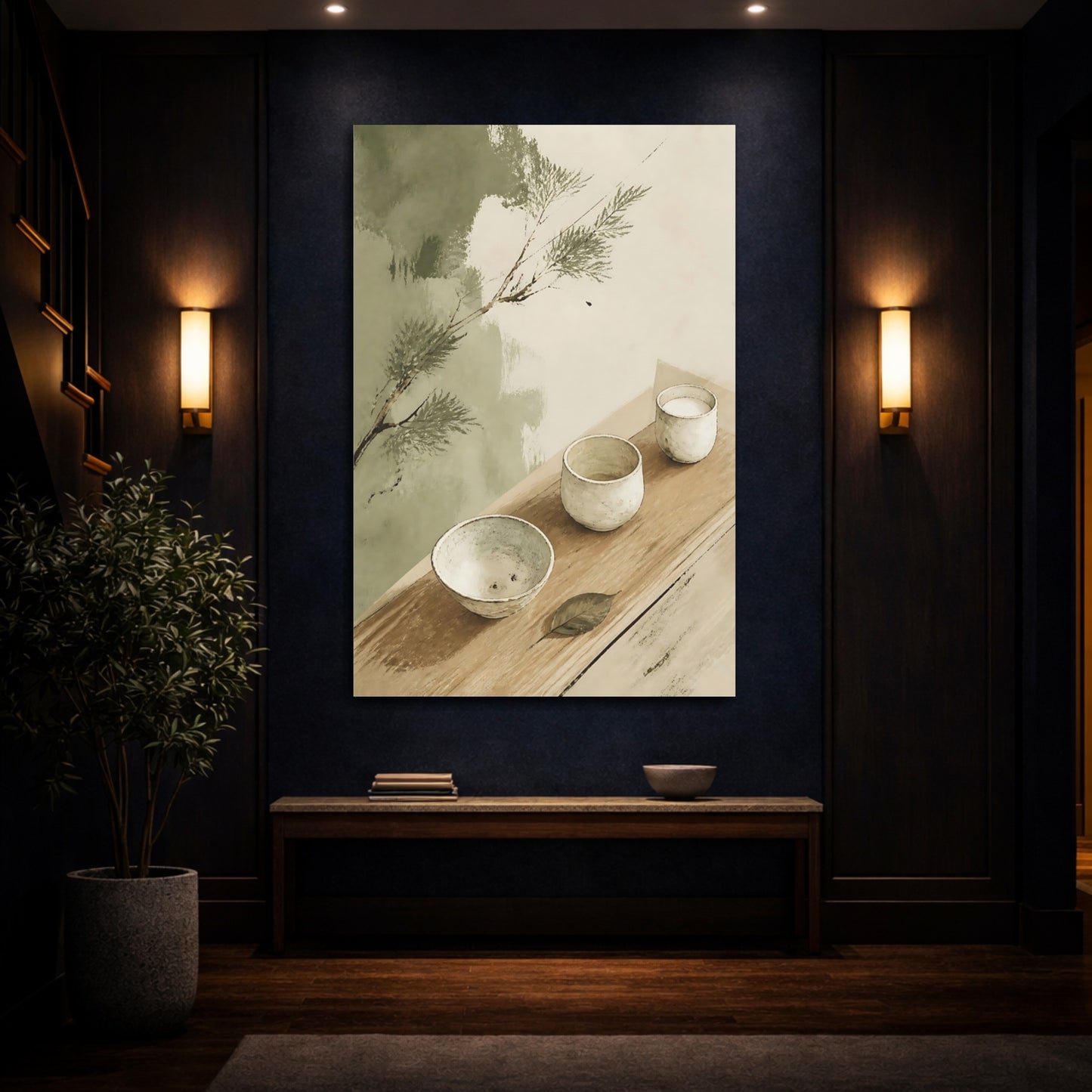 Mockup 4. Wabi Sabi Tea Cups shown as canvas print