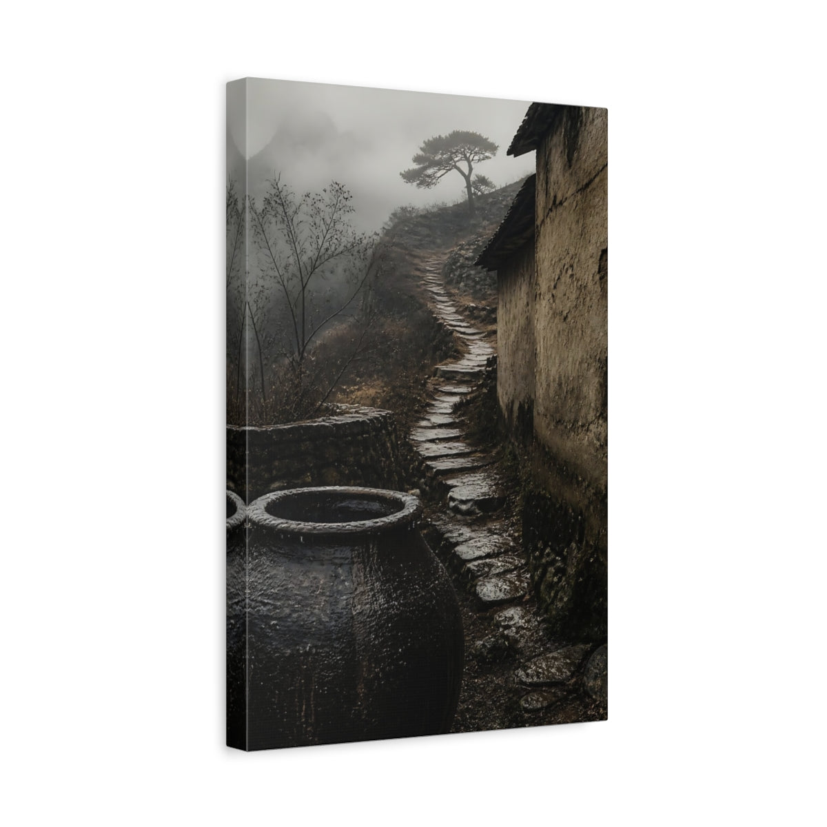 Side Mockup 4. Wabi Sabi Water Jar shown as canvas print