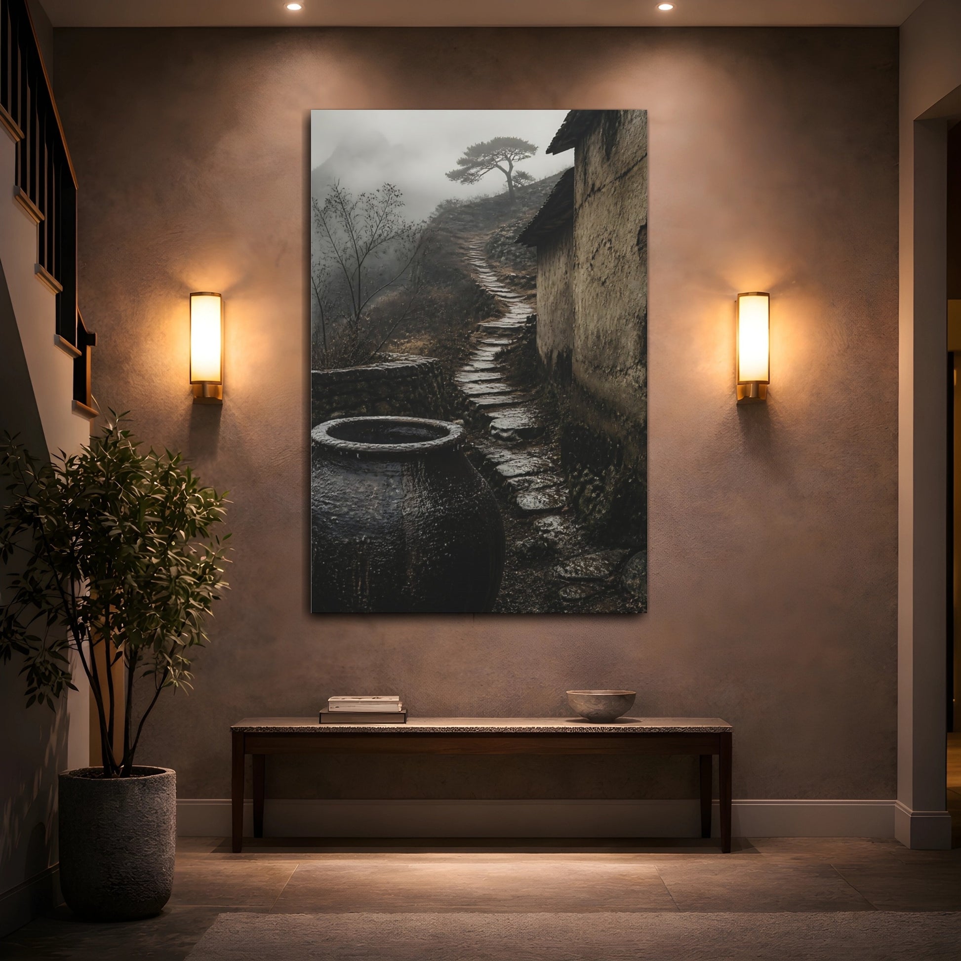 Mockup 2. Wabi Sabi Water Jar shown as canvas print