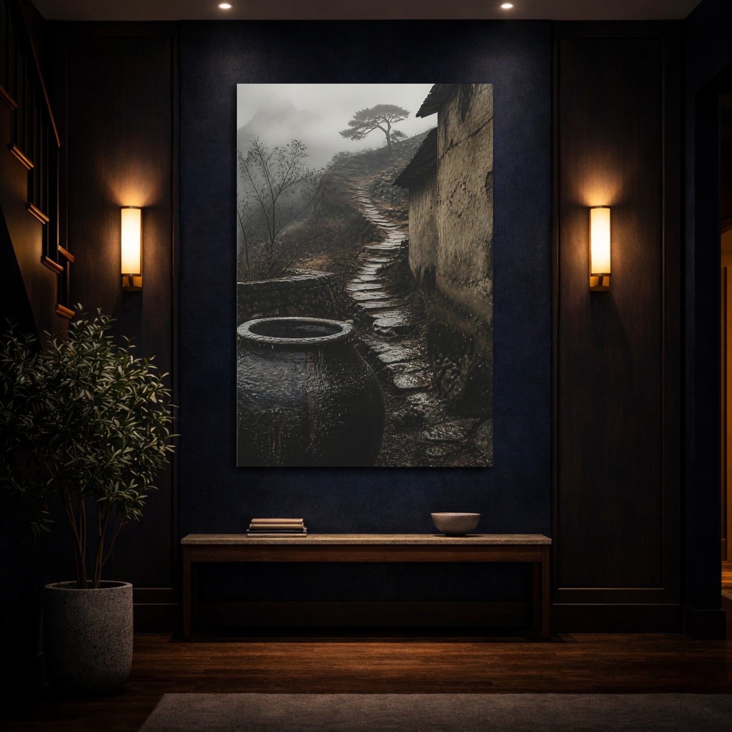 Mockup 4. Wabi Sabi Water Jar shown as canvas print