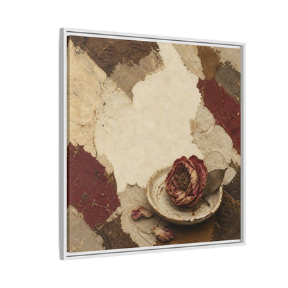 Side Mockup 7. Wabi Sabi Wilted Camellia shown as framed canvas print