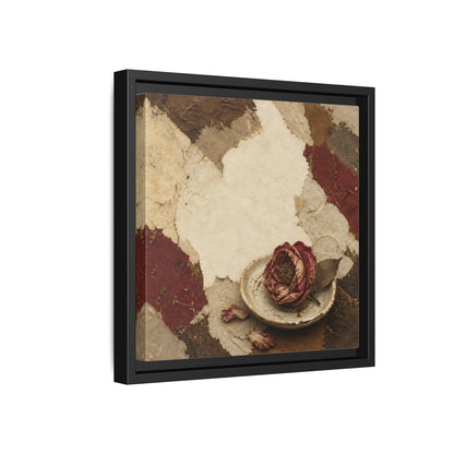 Side Mockup 18. Wabi Sabi Wilted Camellia shown as framed canvas print