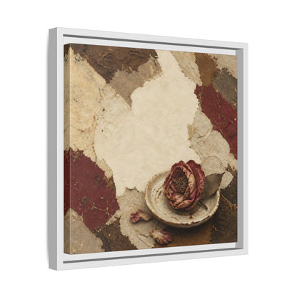 Side Mockup 28. Wabi Sabi Wilted Camellia shown as framed canvas print