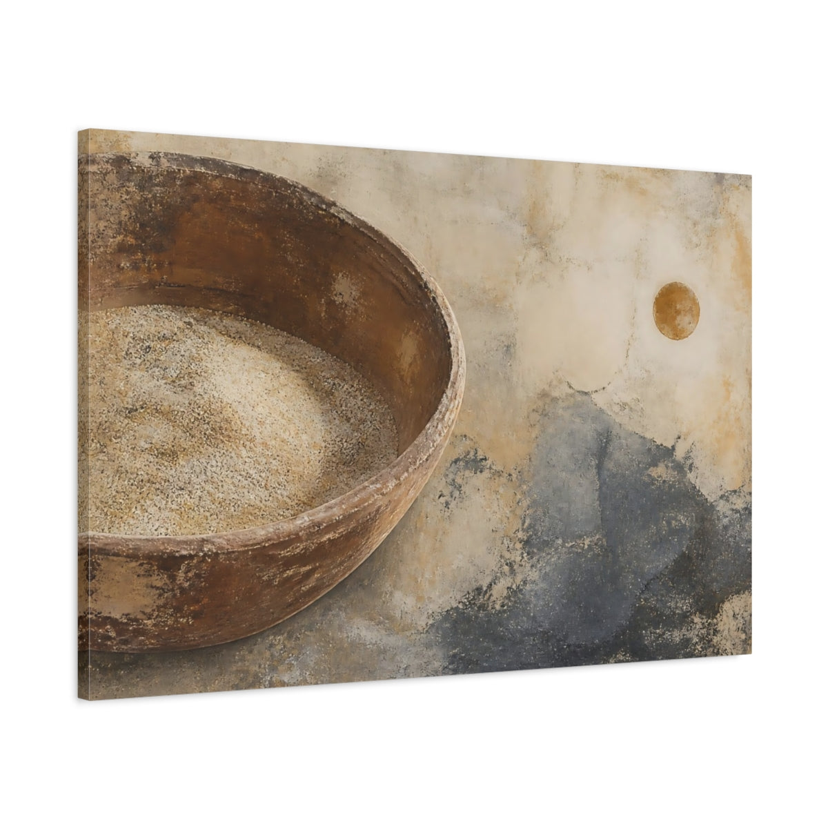 Main Mockup. Wabi Sabi Wooden Bowl shown as canvas print