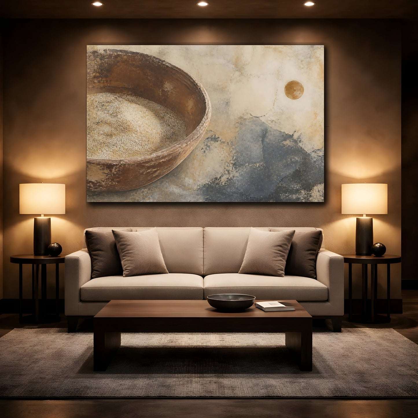 Mockup 2. Wabi Sabi Wooden Bowl shown as canvas print