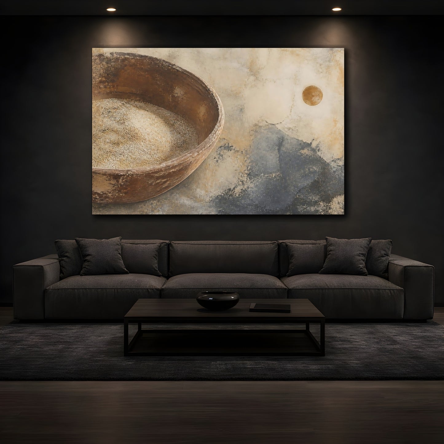 Mockup 3. Wabi Sabi Wooden Bowl shown as canvas print