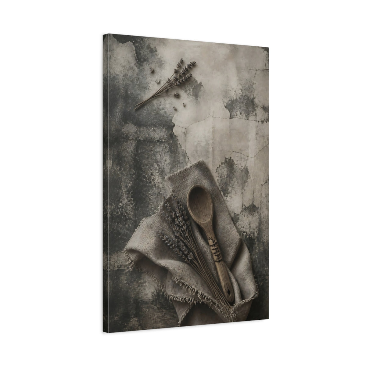 Side Mockup 2. Wabi Sabi Wooden Spoon shown as canvas print