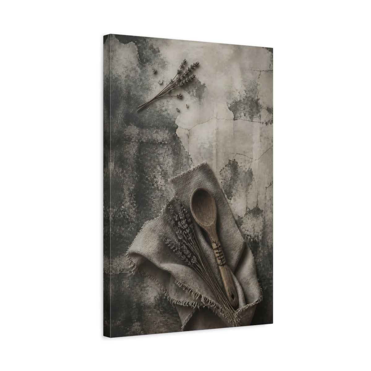 Side Mockup 3. Wabi Sabi Wooden Spoon shown as canvas print