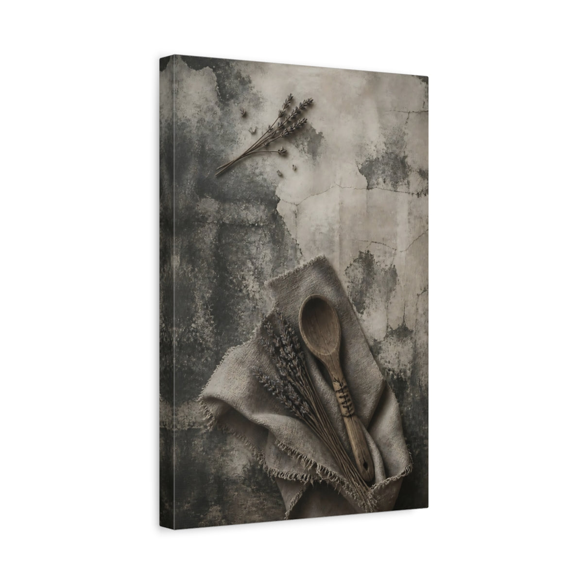 Side Mockup 4. Wabi Sabi Wooden Spoon shown as canvas print