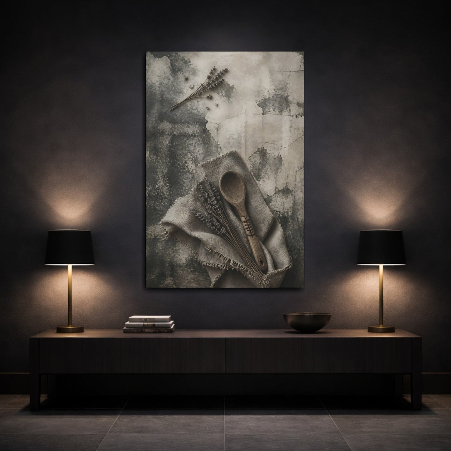 Mockup 3. Wabi Sabi Wooden Spoon shown as canvas print