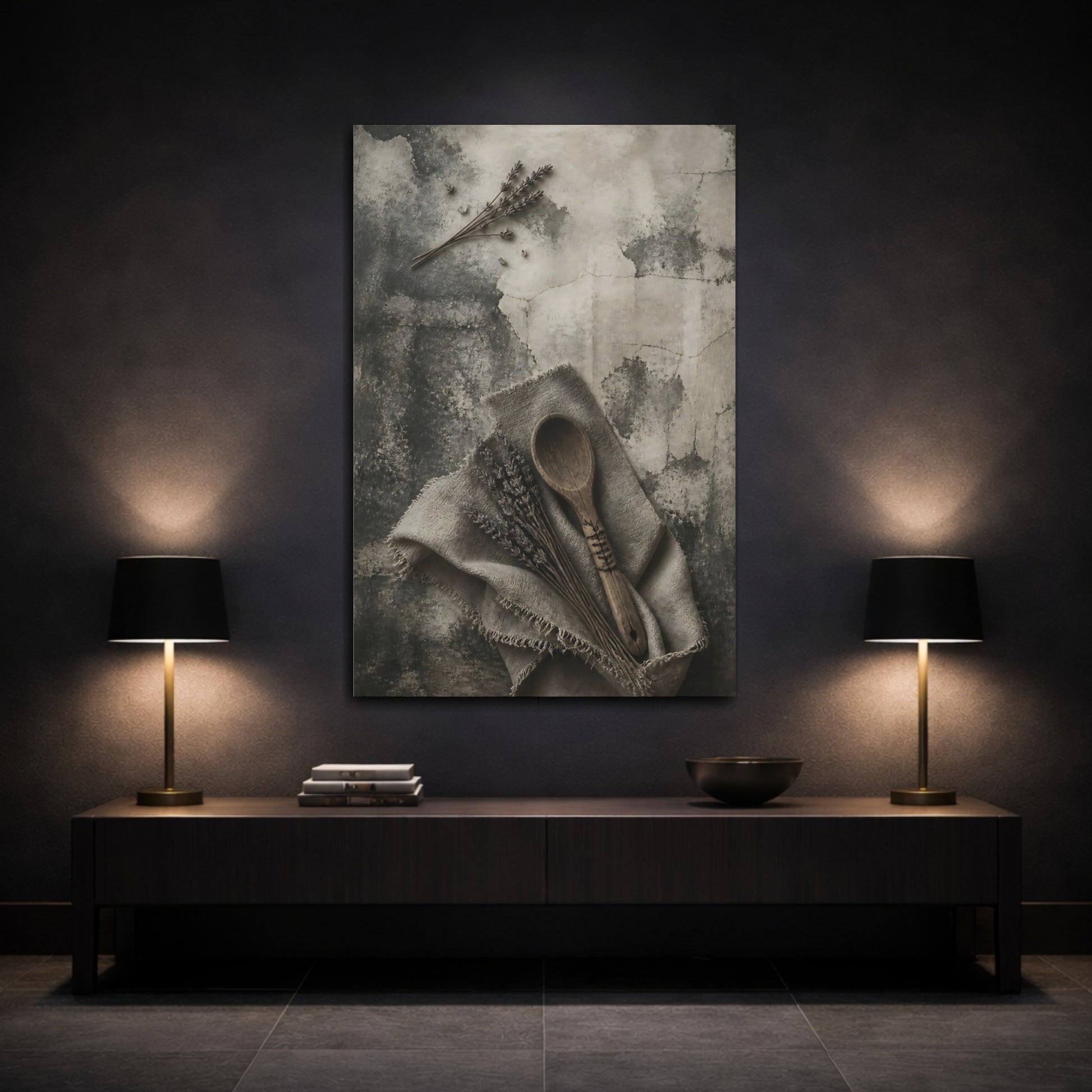 Mockup 3. Wabi Sabi Wooden Spoon shown as canvas print
