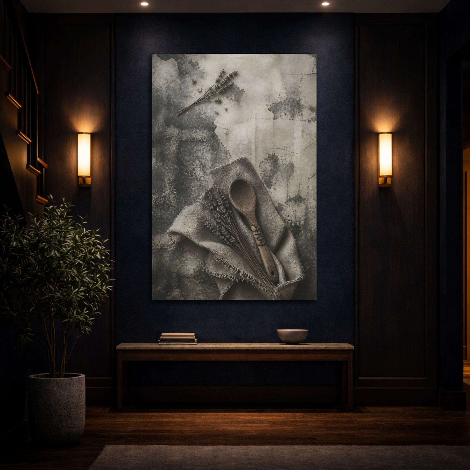 Mockup 4. Wabi Sabi Wooden Spoon shown as canvas print