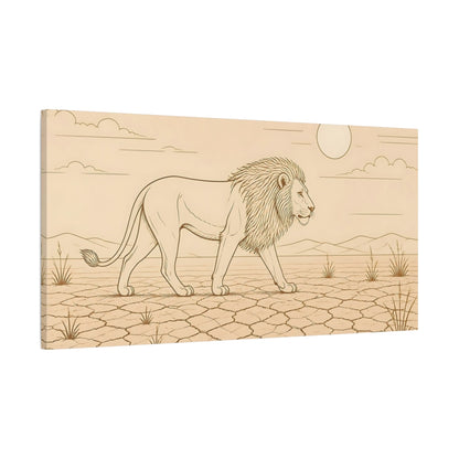 Main Mockup. Walking Lion Animals shown as canvas print
