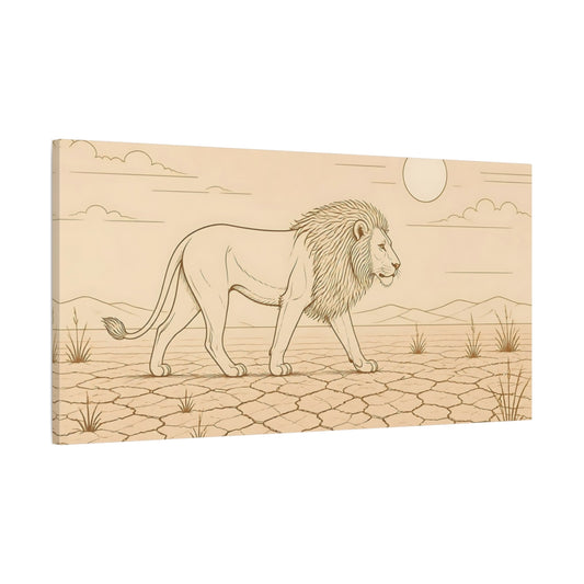 Main Mockup. Walking Lion Animals shown as canvas print