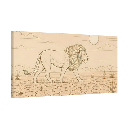 Side Mockup 1. Walking Lion Animals shown as canvas print