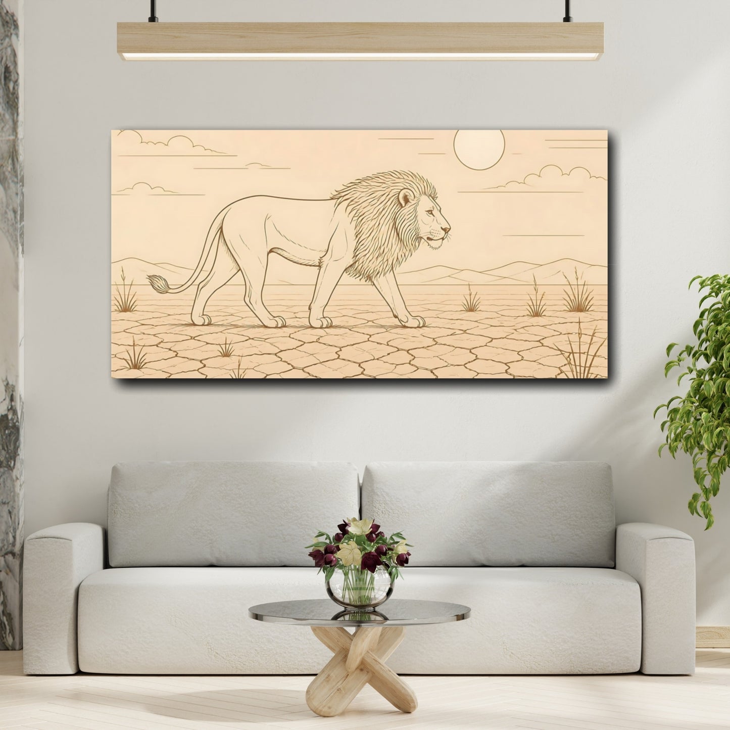 Mockup 2. Walking Lion Animals shown as canvas print