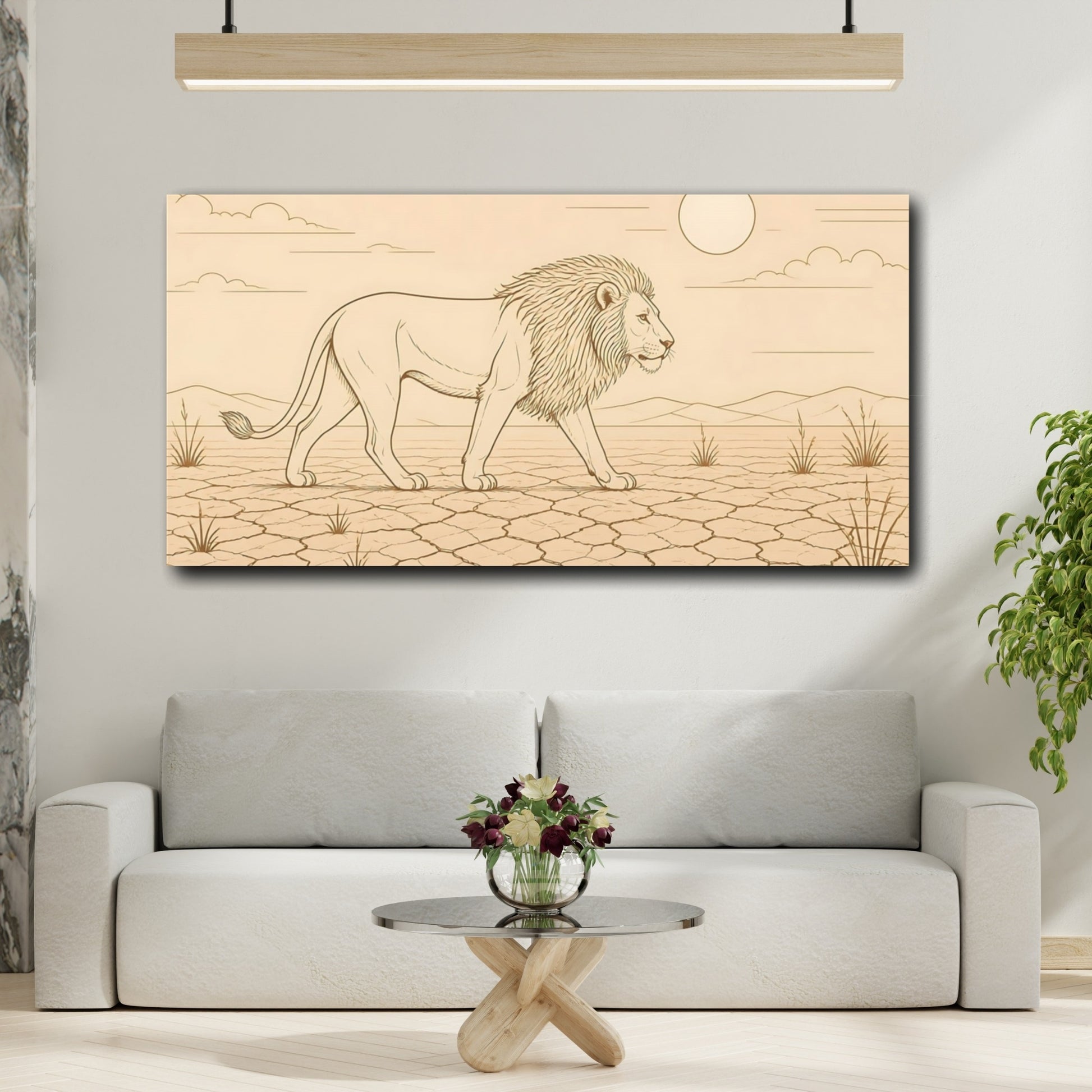 Mockup 2. Walking Lion Animals shown as canvas print