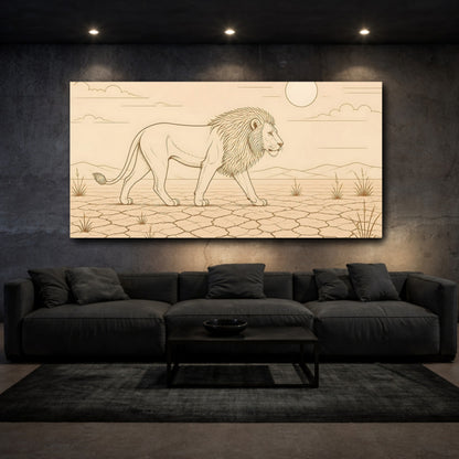 Mockup 3. Walking Lion Animals shown as canvas print