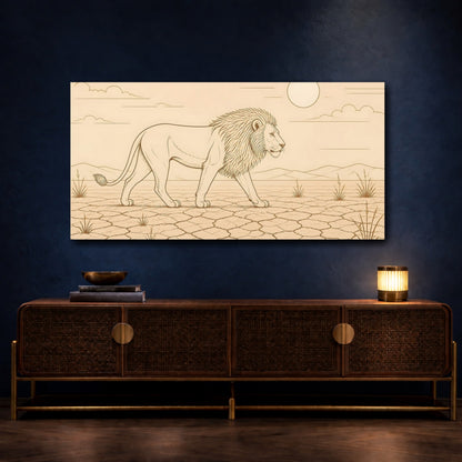 Mockup 4. Walking Lion Animals shown as canvas print