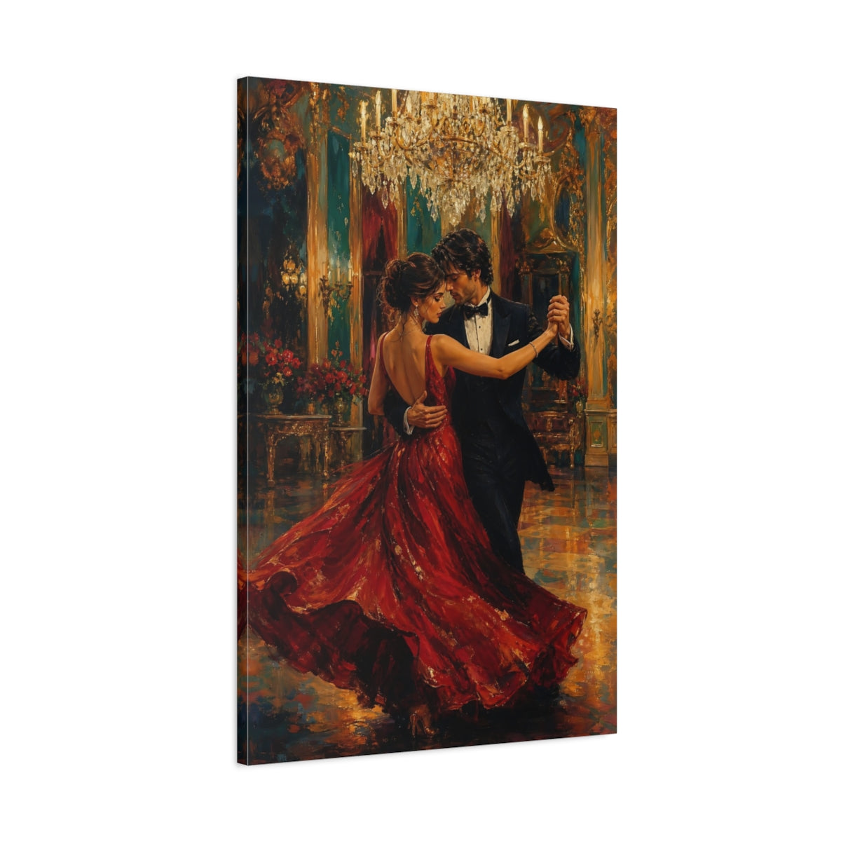 Main Mockup. Waltz In Red shown as canvas print
