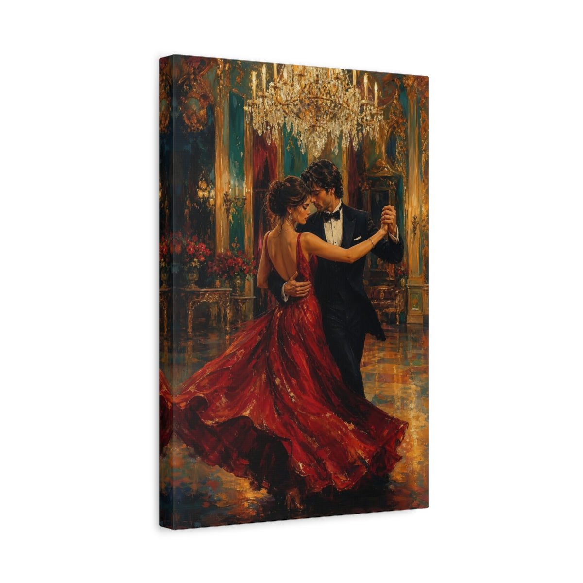 Side Mockup 4. Waltz In Red shown as canvas print