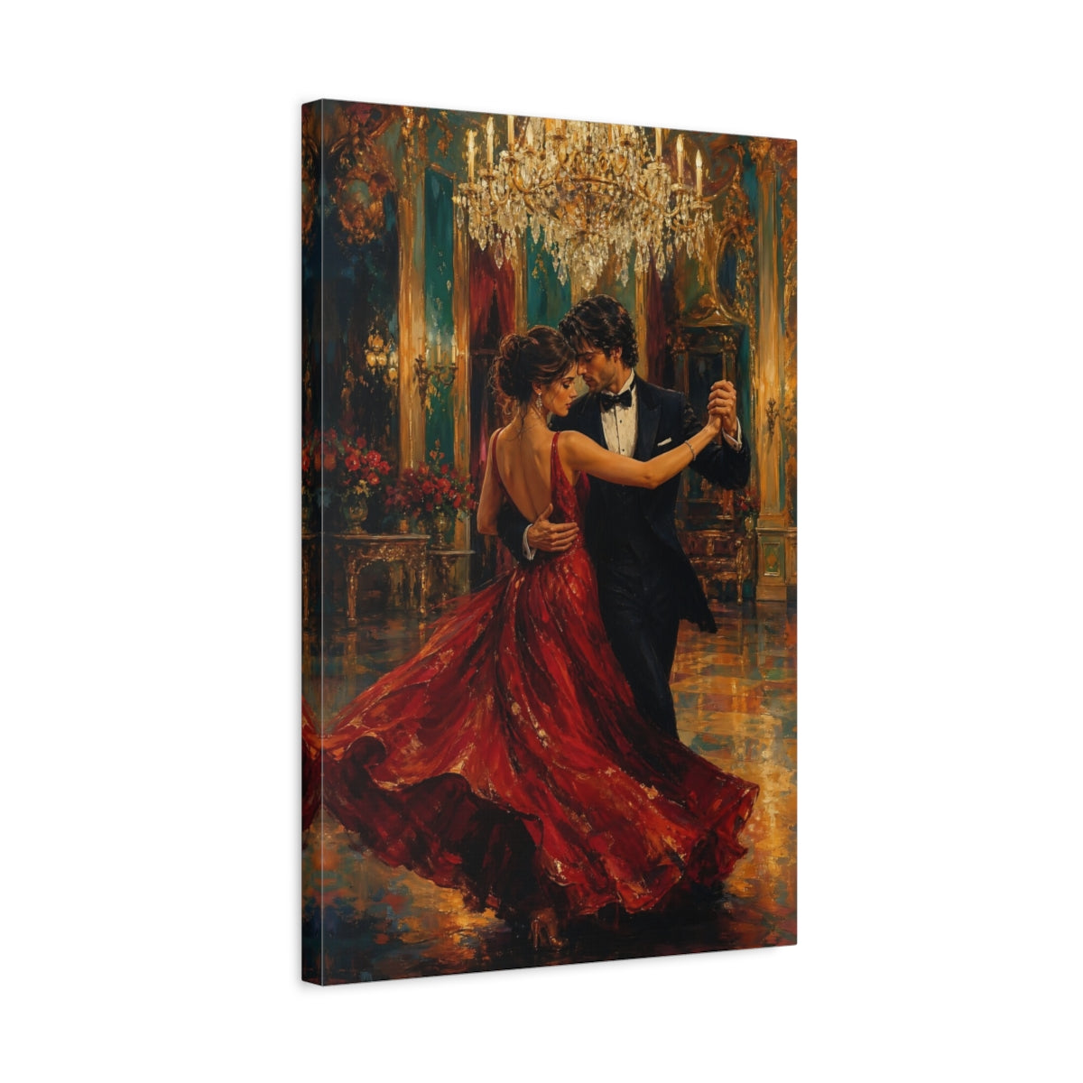 Side Mockup 3. Waltz In Red shown as canvas print